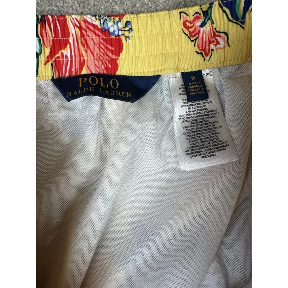 Polo Ralph Lauren Men's Medium Floral Lined Drawstring‎ Bathing Suit Swim Trunks